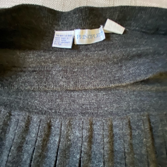 Charcoal Grey Wool Blend Pleated Flare Winter Office Pull On Skirt-Sz-M/L - Picture 4 of 13
